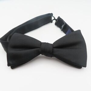 Stafford Bow Tie Black Solid 2.25" Wide Pre Tied Formal Tuxedo Polyester
